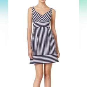 Maison Jules Large Black & White Striped A Line Dress